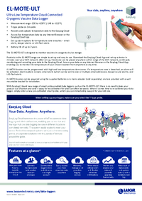 Thumbnail of document Data Sheet - EL-MOTE-ULT Wireless Low Temp. Cryogenic Vaccine Logger
